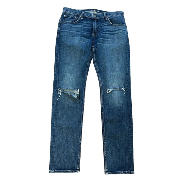 7 For All Mankind Mens Paxtyn Blue Jeans Distressed Stretch Mid Rise 34/30 - Picture 1 of 8